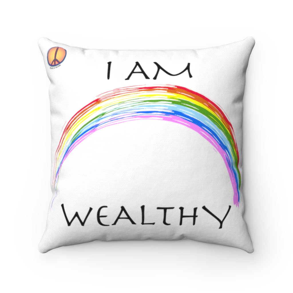 Rainbow Affirmation Collection - Pillow I am Wealthy and Healthy